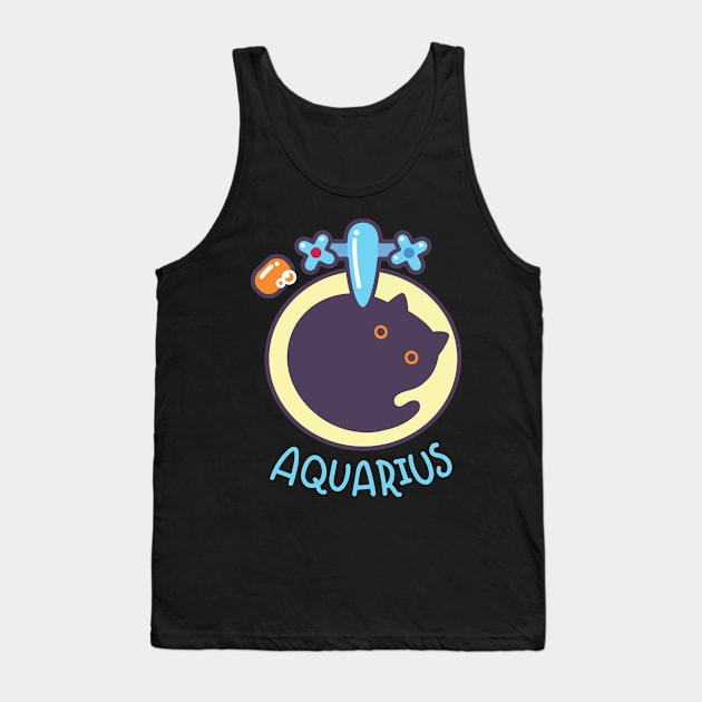 Funny Aquarius Cat Horoscope Tshirt - Astrology and Zodiac Gift Ideas! Tank Top by BansheeApps